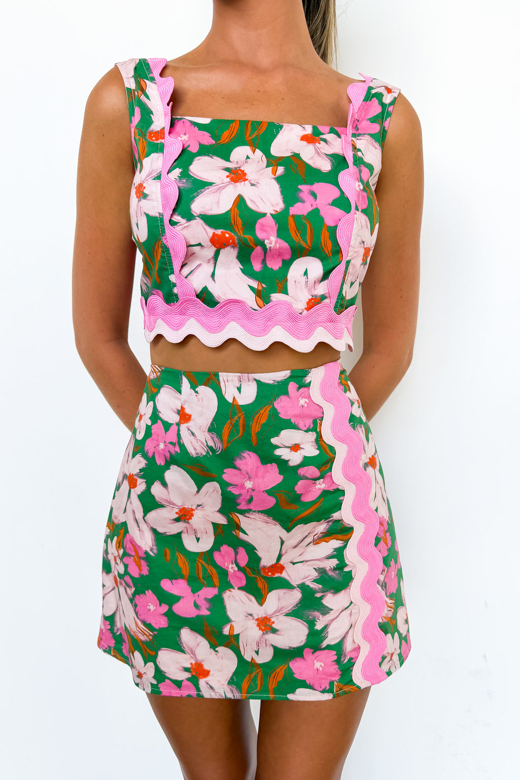 Trimmed in Bloom Floral Top and Skirt - Madison and Mallory