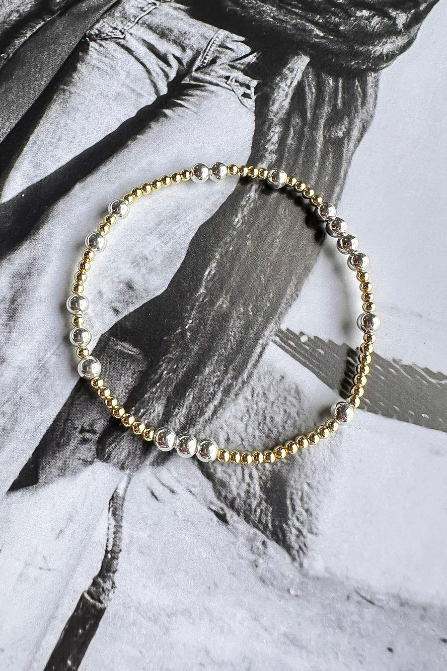 Gold Trina Two Tone Beaded Bracelet - Madison and Mallory