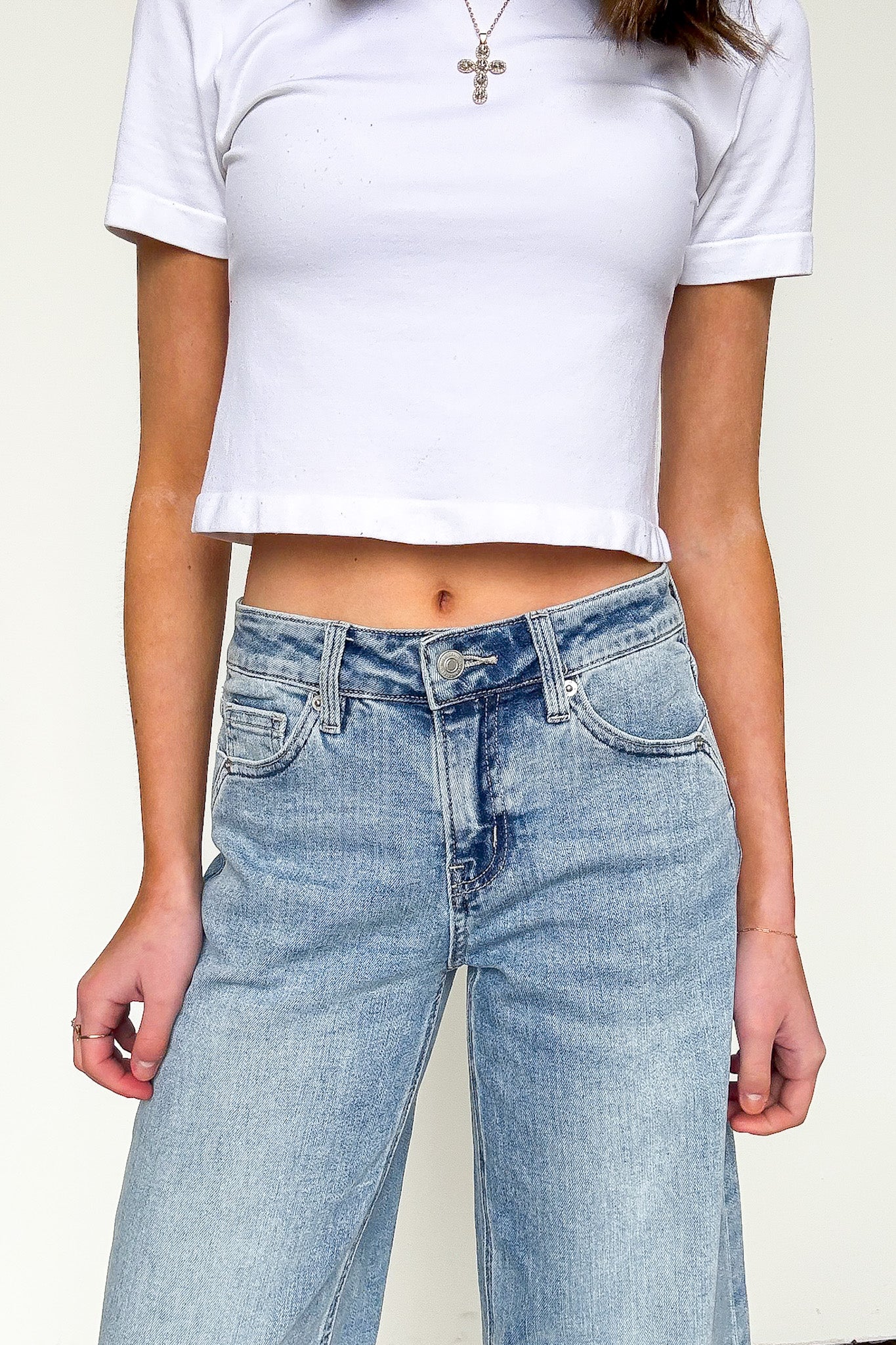 True Ease Mid Rise Wide Leg Crop Jeans - Madison and Mallory