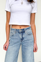 True Ease Mid Rise Wide Leg Crop Jeans - Madison and Mallory