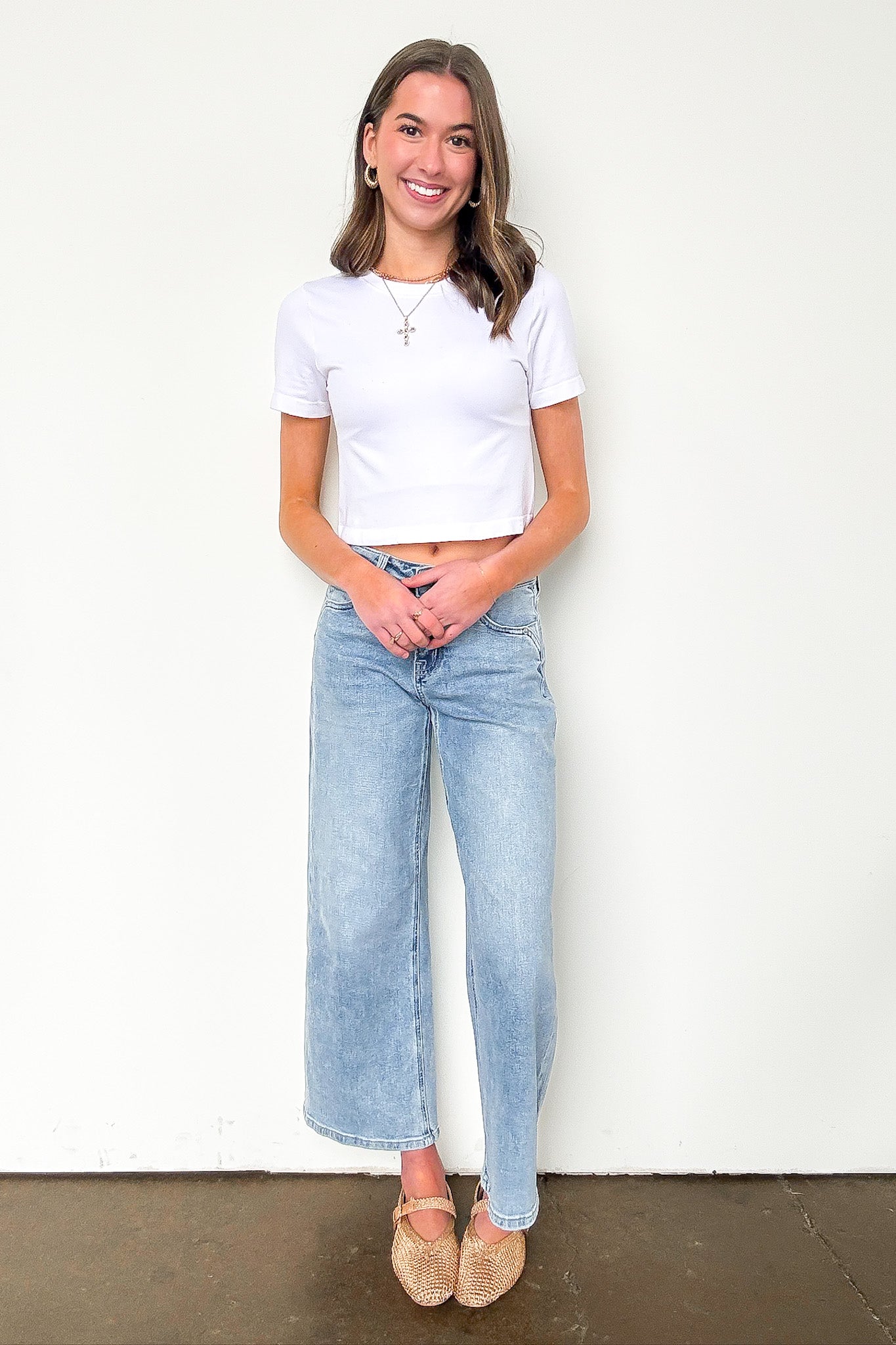 True Ease Mid Rise Wide Leg Crop Jeans - Madison and Mallory
