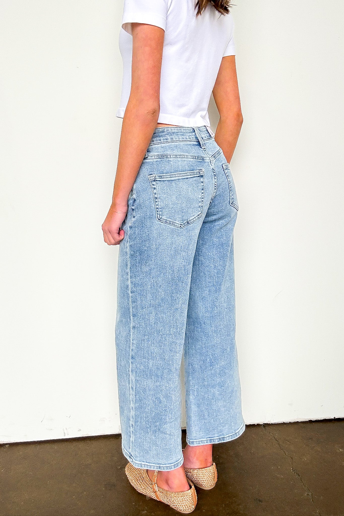 True Ease Mid Rise Wide Leg Crop Jeans - Madison and Mallory