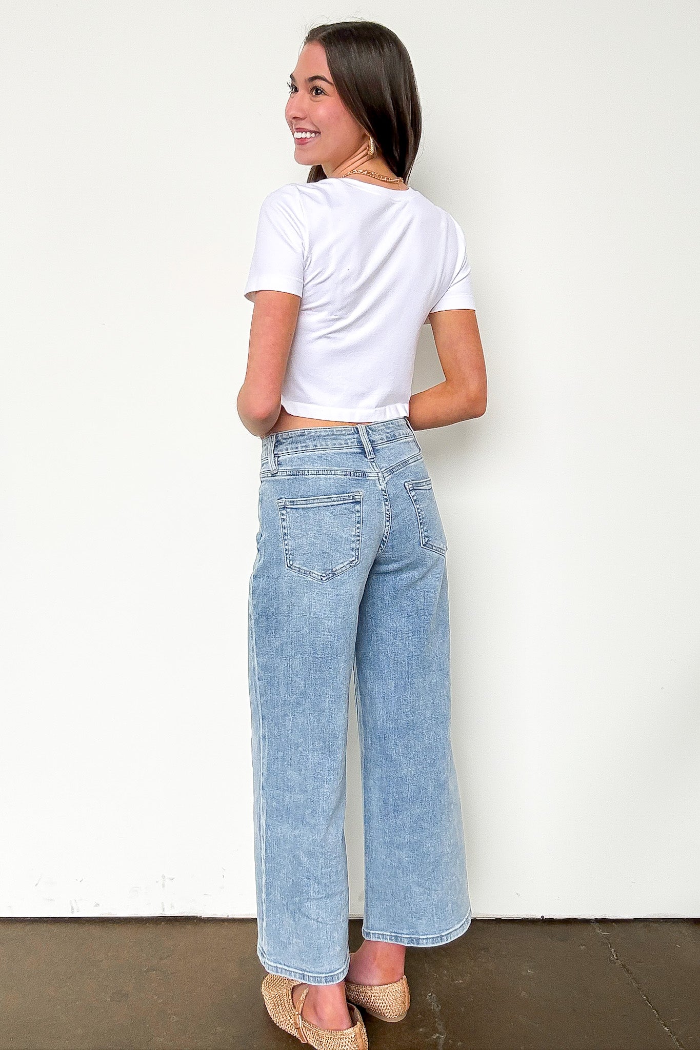 True Ease Mid Rise Wide Leg Crop Jeans - Madison and Mallory