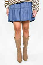 Ready to Charm Tiered Denim Mini Skirt - FINAL SALE - Madison and Mallory