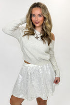 Twilight Spark One Shoulder Sequin Metallic Knit Sweater - FINAL SALE - Madison and Mallory