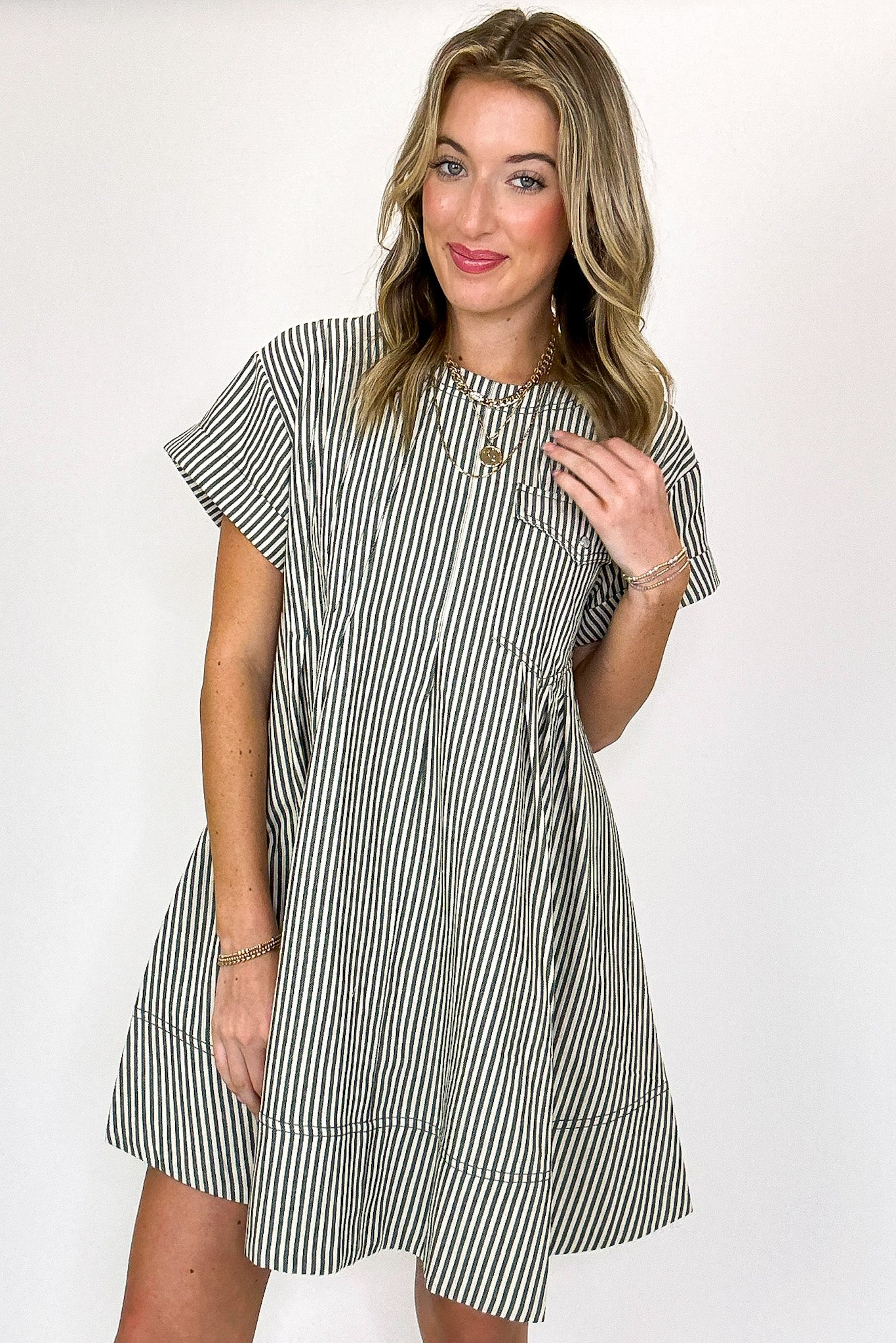 Twirl Lines Stripe Swing Short Dress - Madison and Mallory