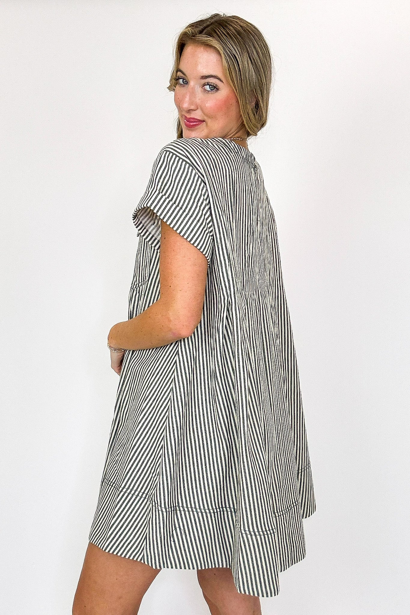 Twirl Lines Stripe Swing Short Dress - Madison and Mallory
