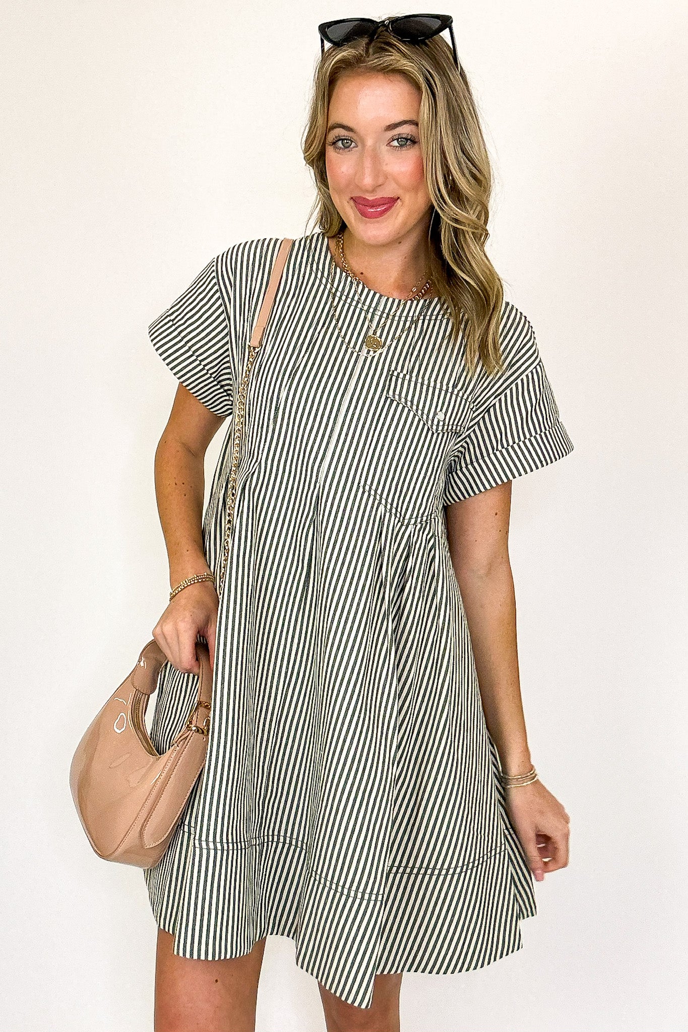 Twirl Lines Stripe Swing Short Dress - Madison and Mallory