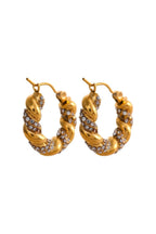 Gold Twisted Diamond Hoop Earrings - Madison and Mallory