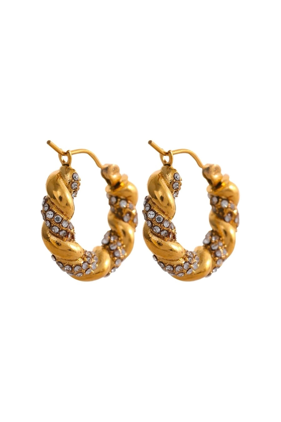 Gold Twisted Diamond Hoop Earrings - Madison and Mallory