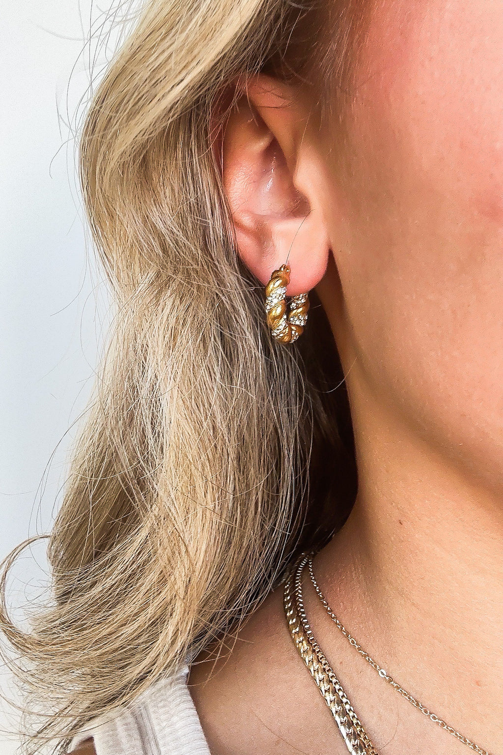 Twisted Diamond Hoop Earrings - Madison and Mallory