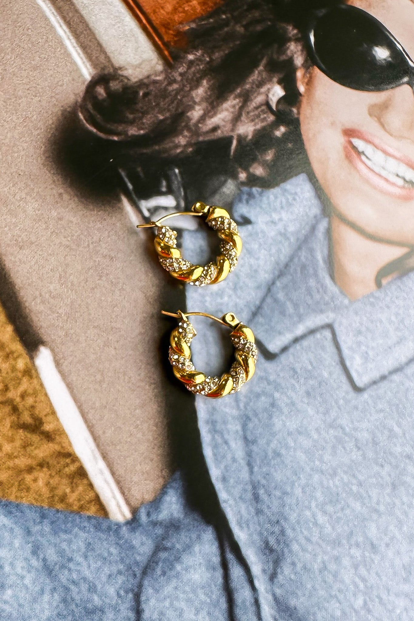Twisted Diamond Hoop Earrings - Madison and Mallory
