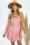 Pink / S Two Steppin' Embroidered Dress - FINAL SALE - Madison and Mallory