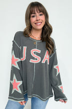 USA Star Graphic Patch Pullover - Madison and Mallory