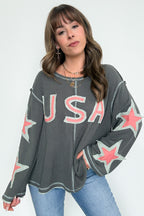 USA Star Graphic Patch Pullover - Madison and Mallory