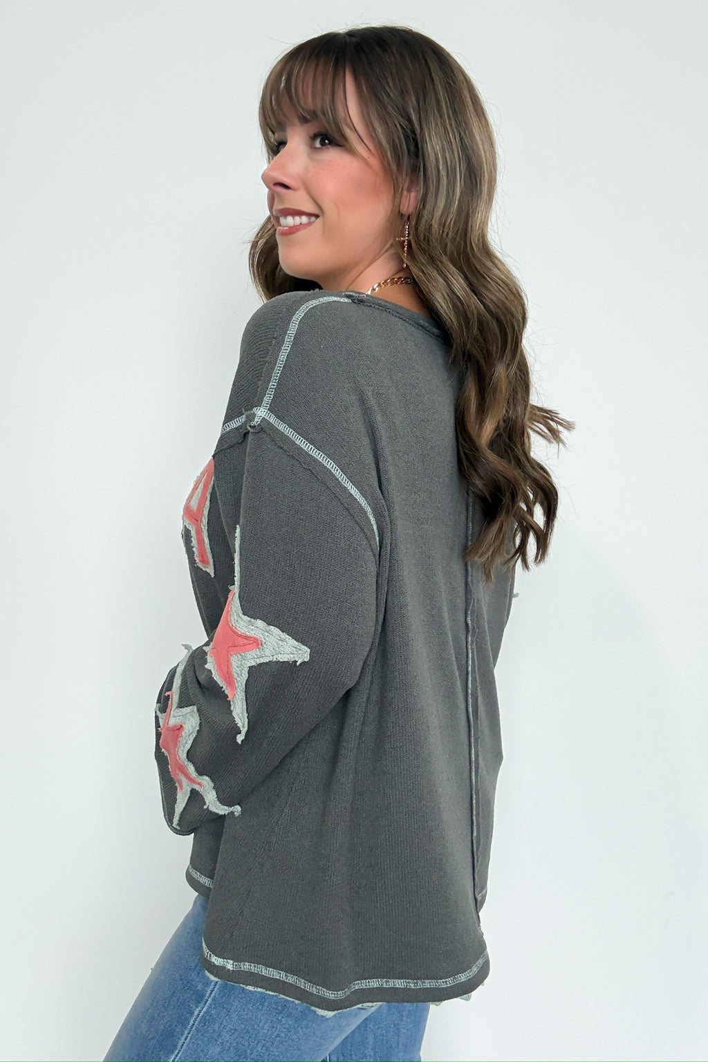 USA Star Graphic Patch Pullover - Madison and Mallory