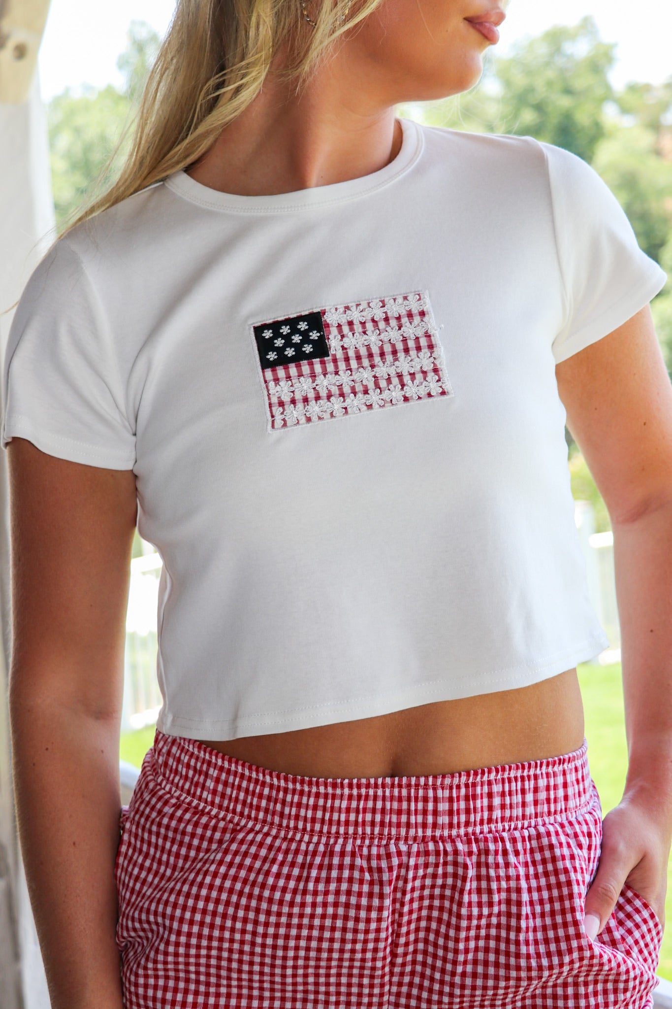 XS / White USA Spirit Flag Print Top - Madison and Mallory
