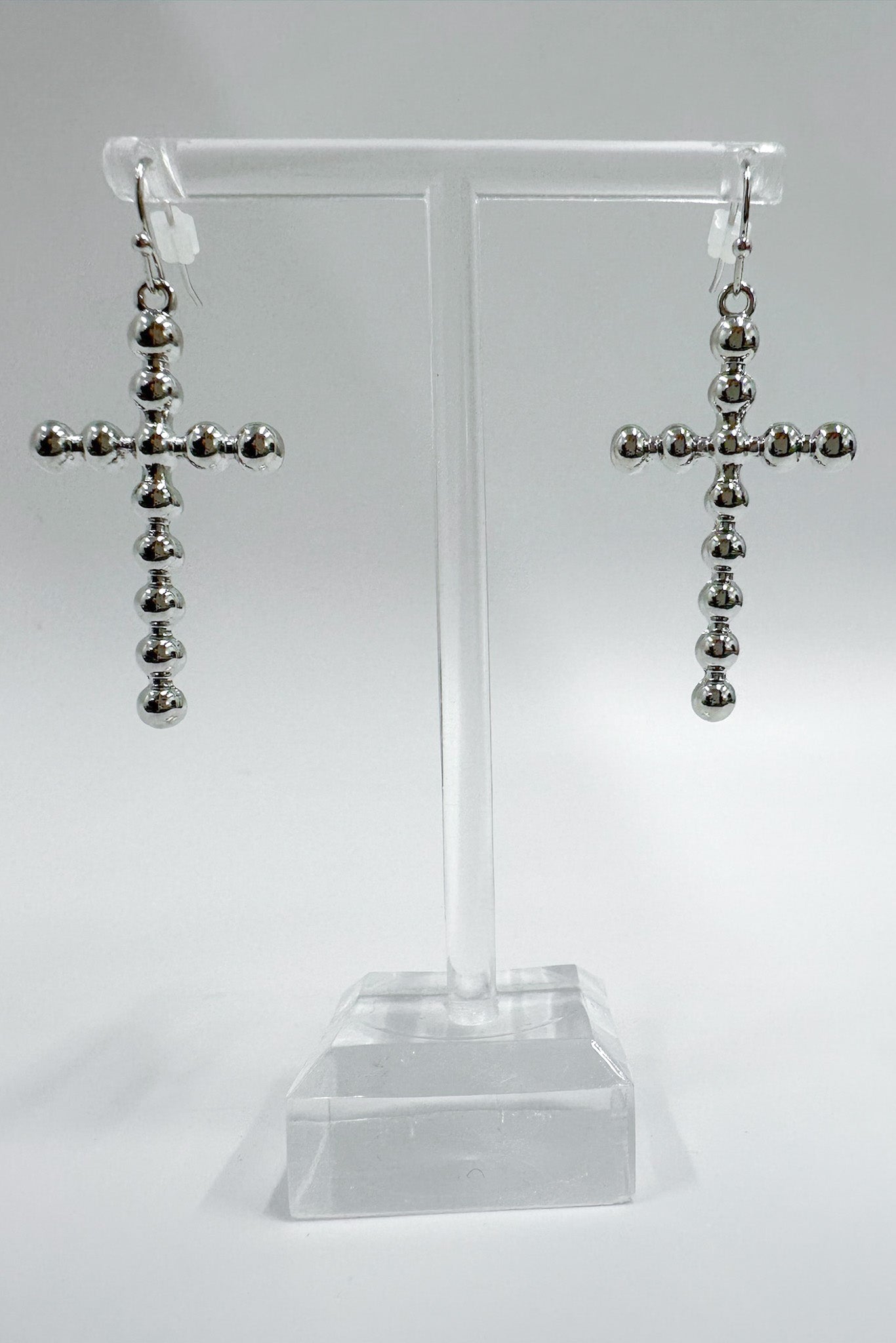 Silver Undeniable Radiance Bubble Cross Dangle Earrings - Madison and Mallory