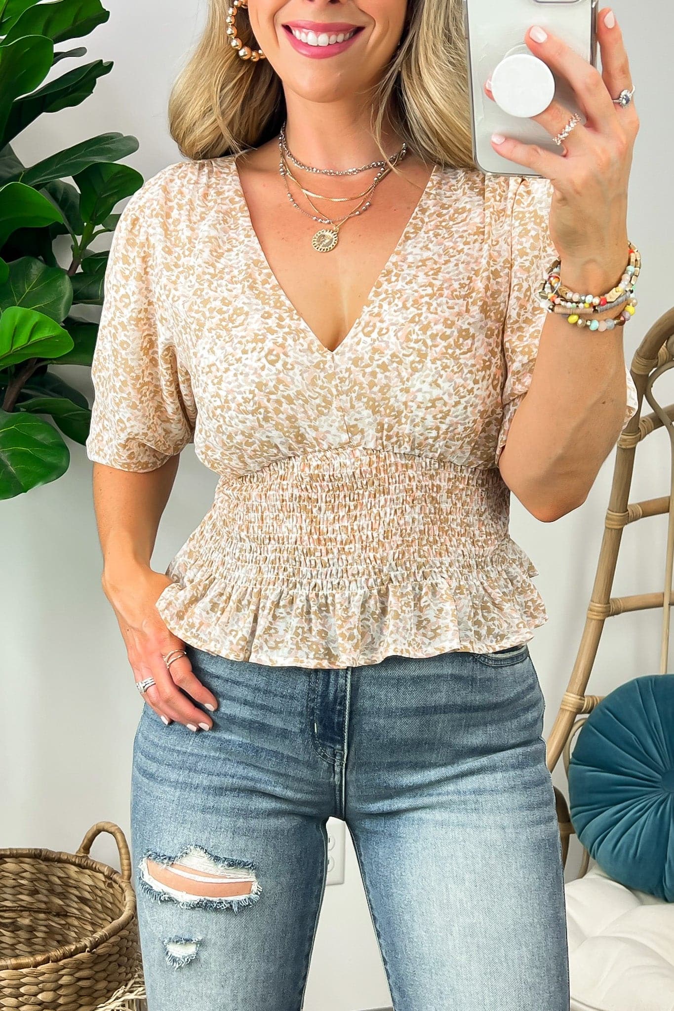  Unique Impression Floral Smocked Top - FINAL SALE - Madison and Mallory