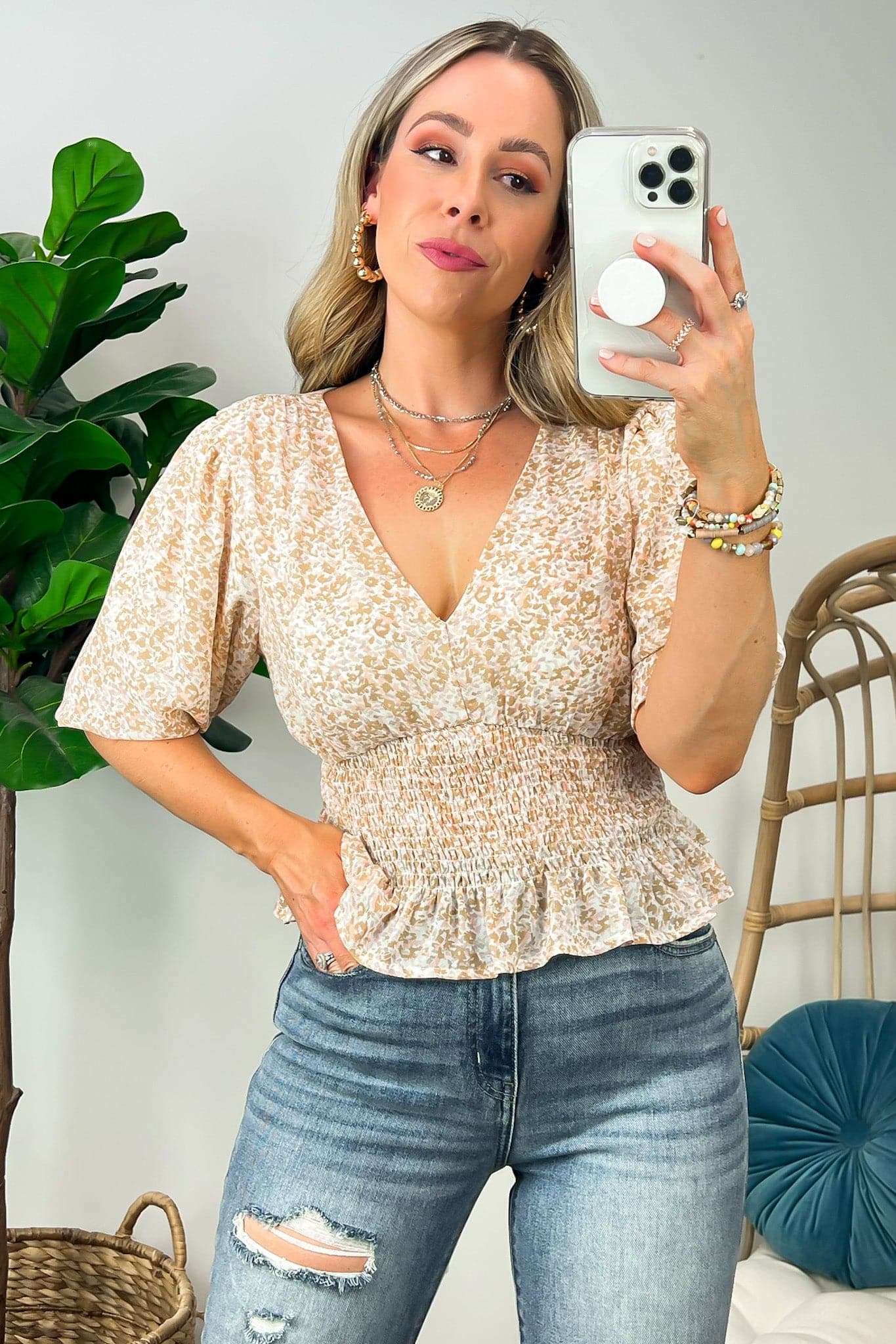  Unique Impression Floral Smocked Top - FINAL SALE - Madison and Mallory