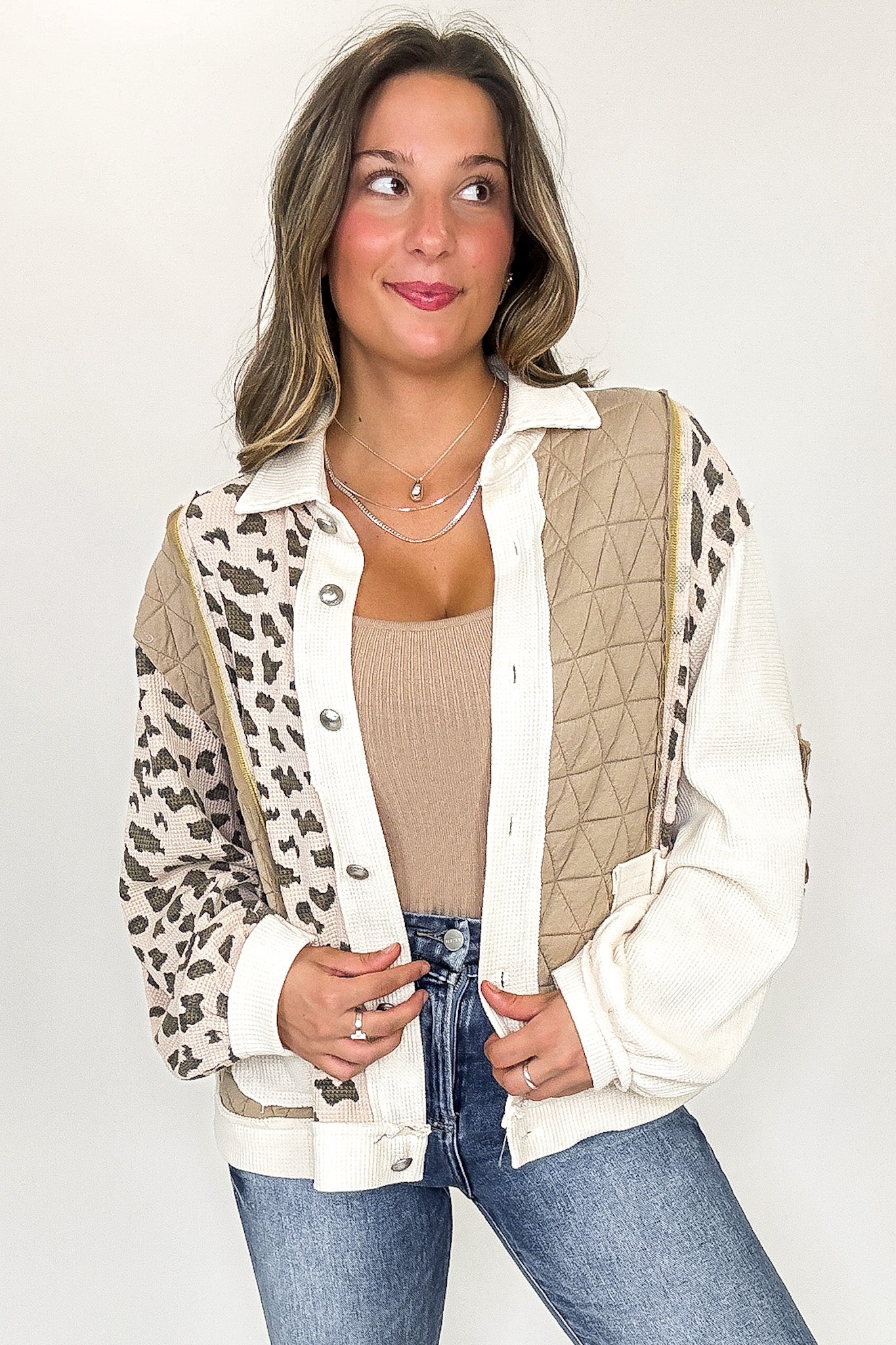 Untamed Edge Animal Print Contrast Shacket - Madison and Mallory