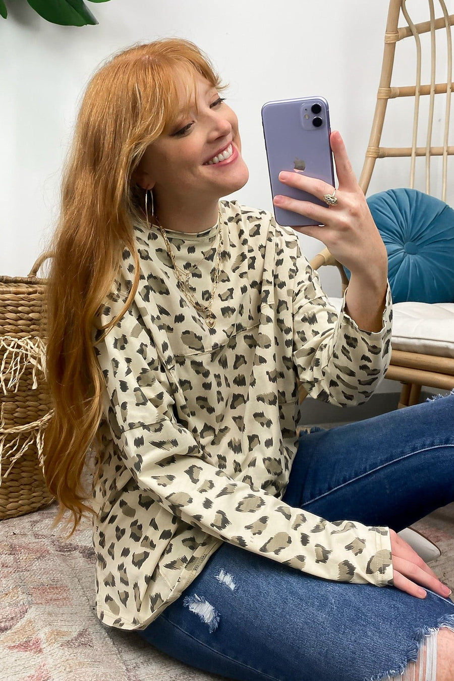  Upbeat Energy Animal Print Relaxed Top - FINAL SALE - Madison and Mallory