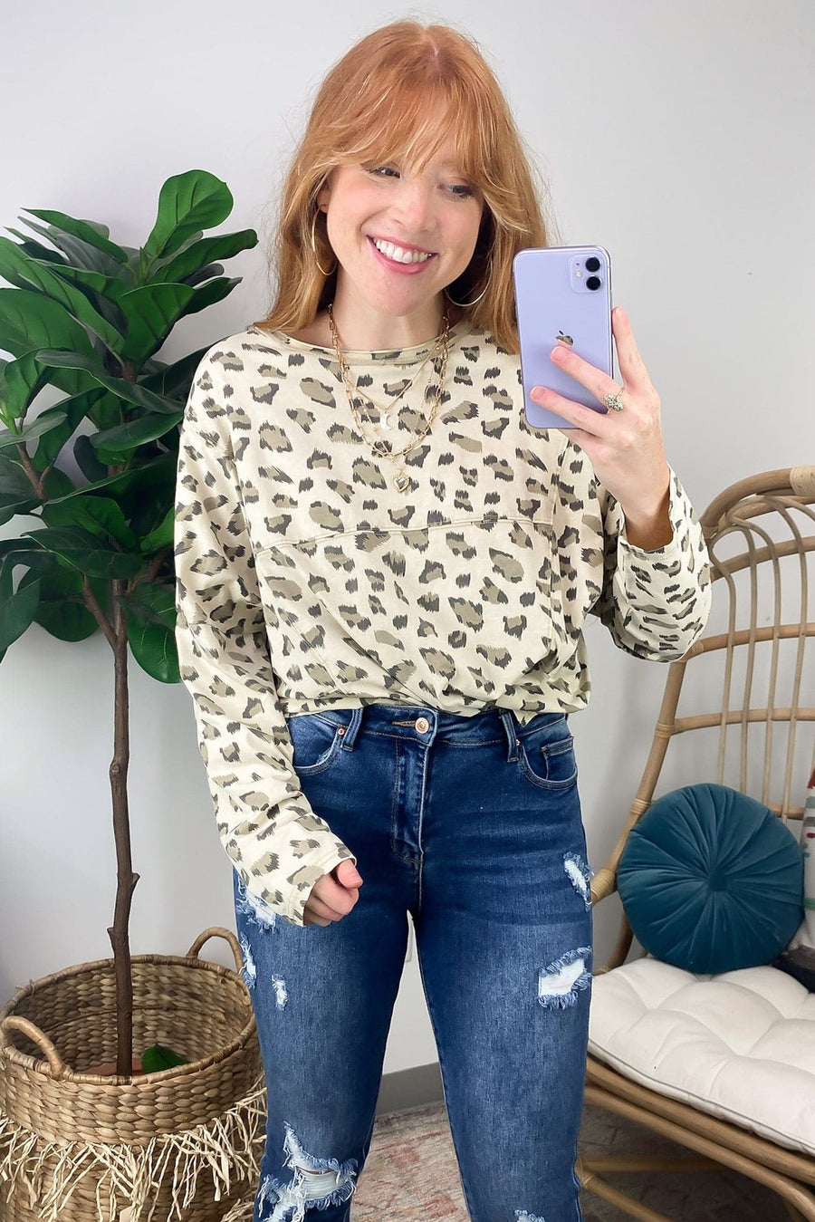  Upbeat Energy Animal Print Relaxed Top - FINAL SALE - Madison and Mallory