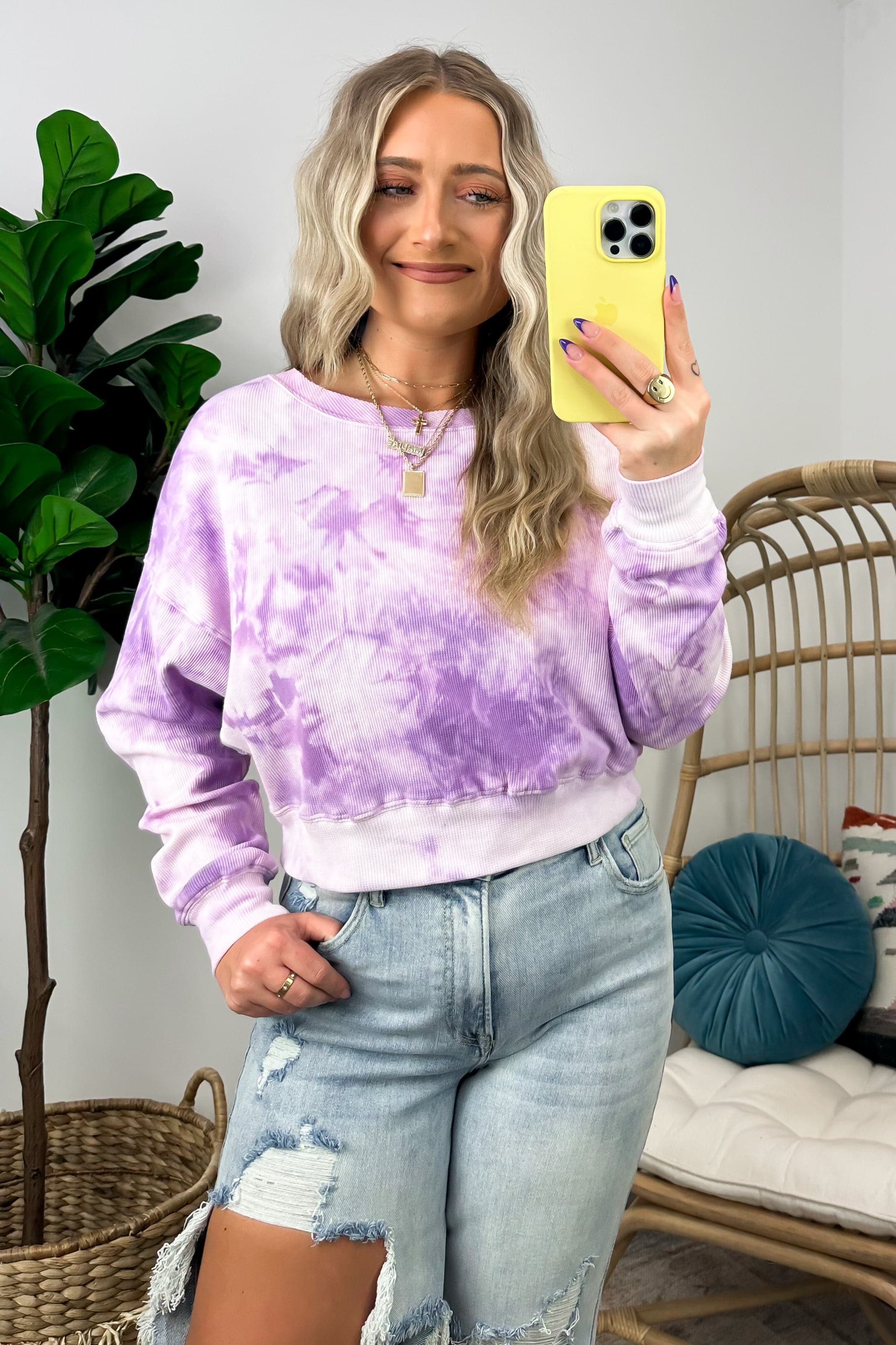 S / Lavender Up on a Tuesday Tie Dye Sweatshirt - FINAL SALE - Madison and Mallory