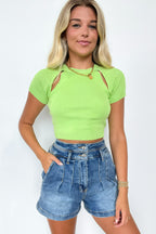  Upscale Pose Short Sleeve Cutout Top - FINAL SALE - Madison and Mallory