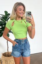  Upscale Pose Short Sleeve Cutout Top - FINAL SALE - Madison and Mallory