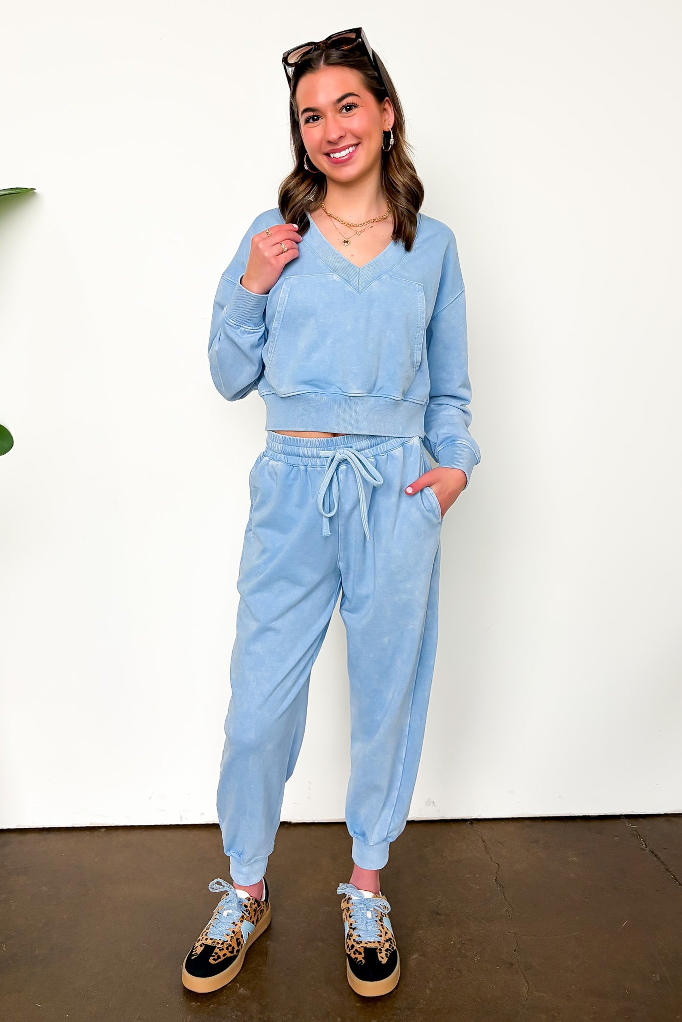 Urban Ease Mineral Wash V-Neck Pullover - Madison and Mallory