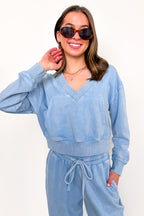 Urban Ease Mineral Wash V-Neck Pullover - Madison and Mallory