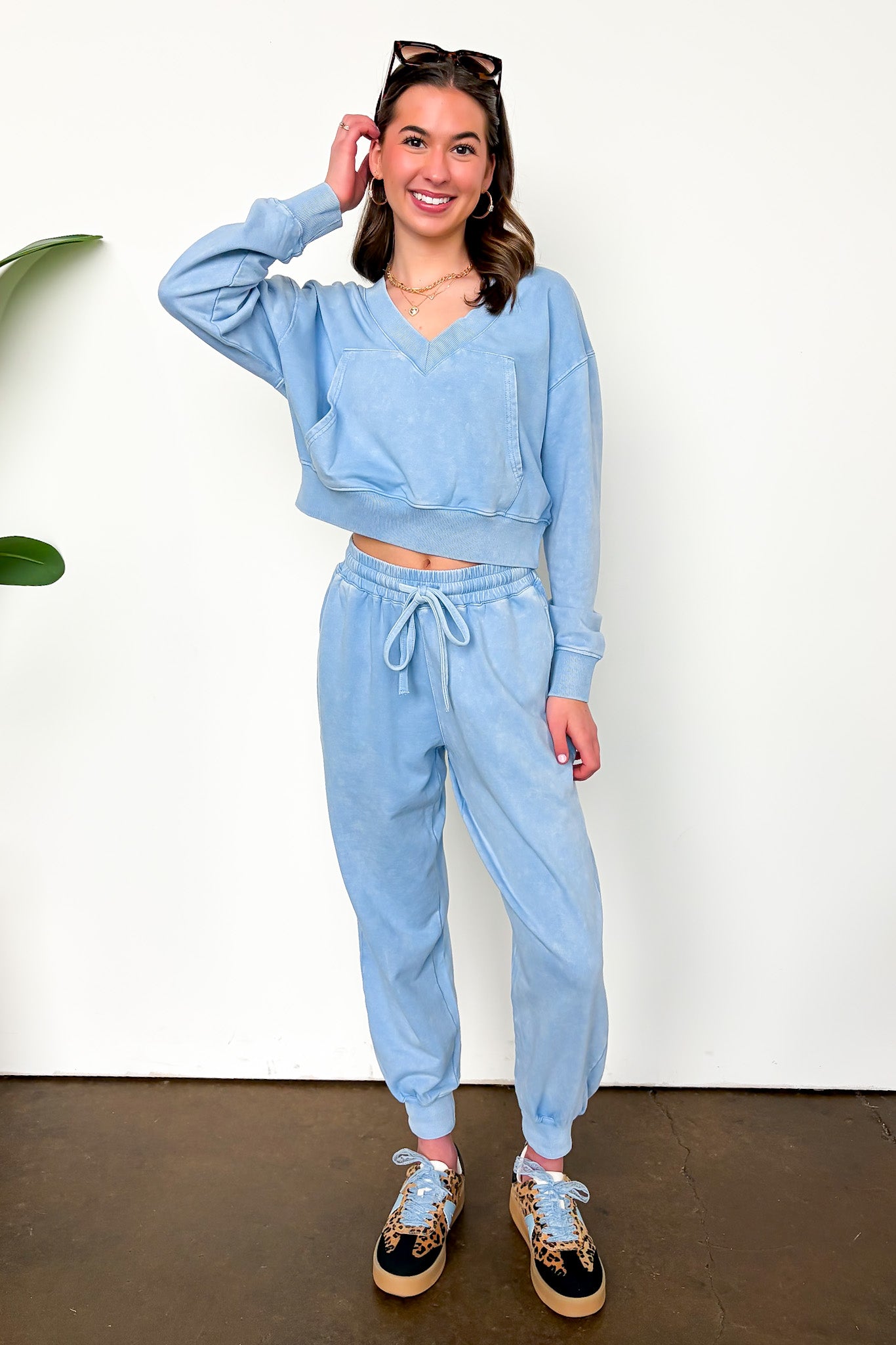 Urban Ease Mineral Wash V-Neck Pullover - Madison and Mallory