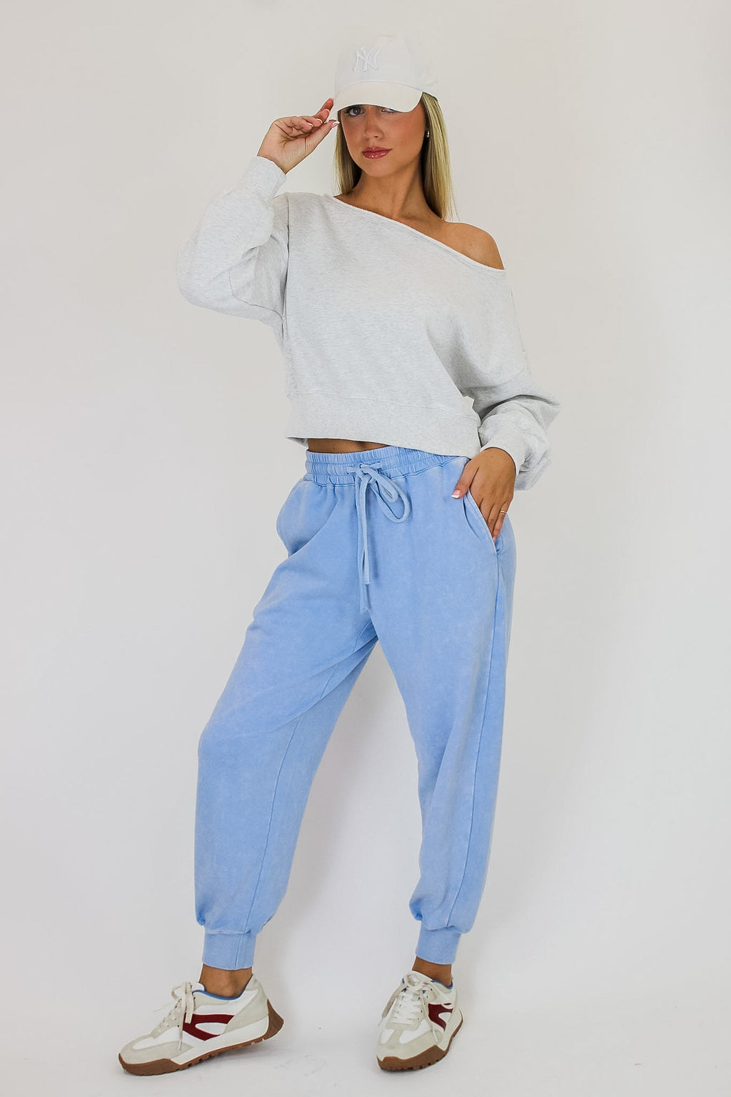 S / Washed Sky Blue Urban Ease Mineral Washed Joggers - Madison and Mallory