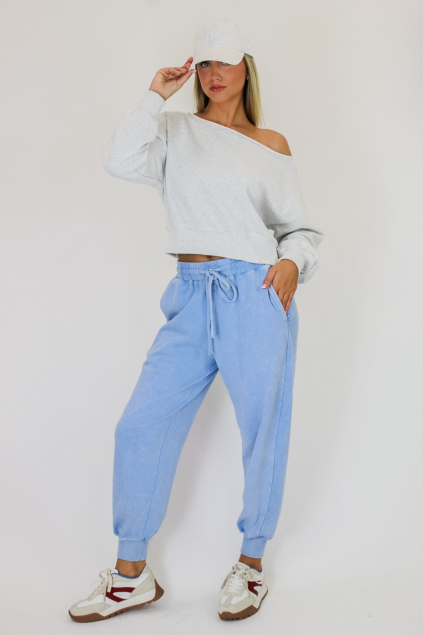 S / Washed Sky Blue Urban Ease Mineral Washed Joggers - Madison and Mallory