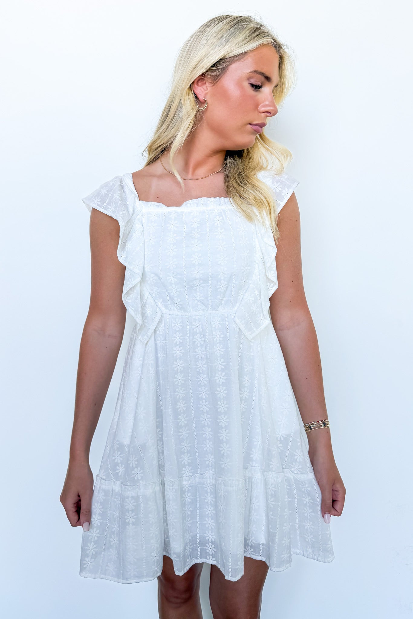 Utterly Captivating Embroidered Ruffle Dress