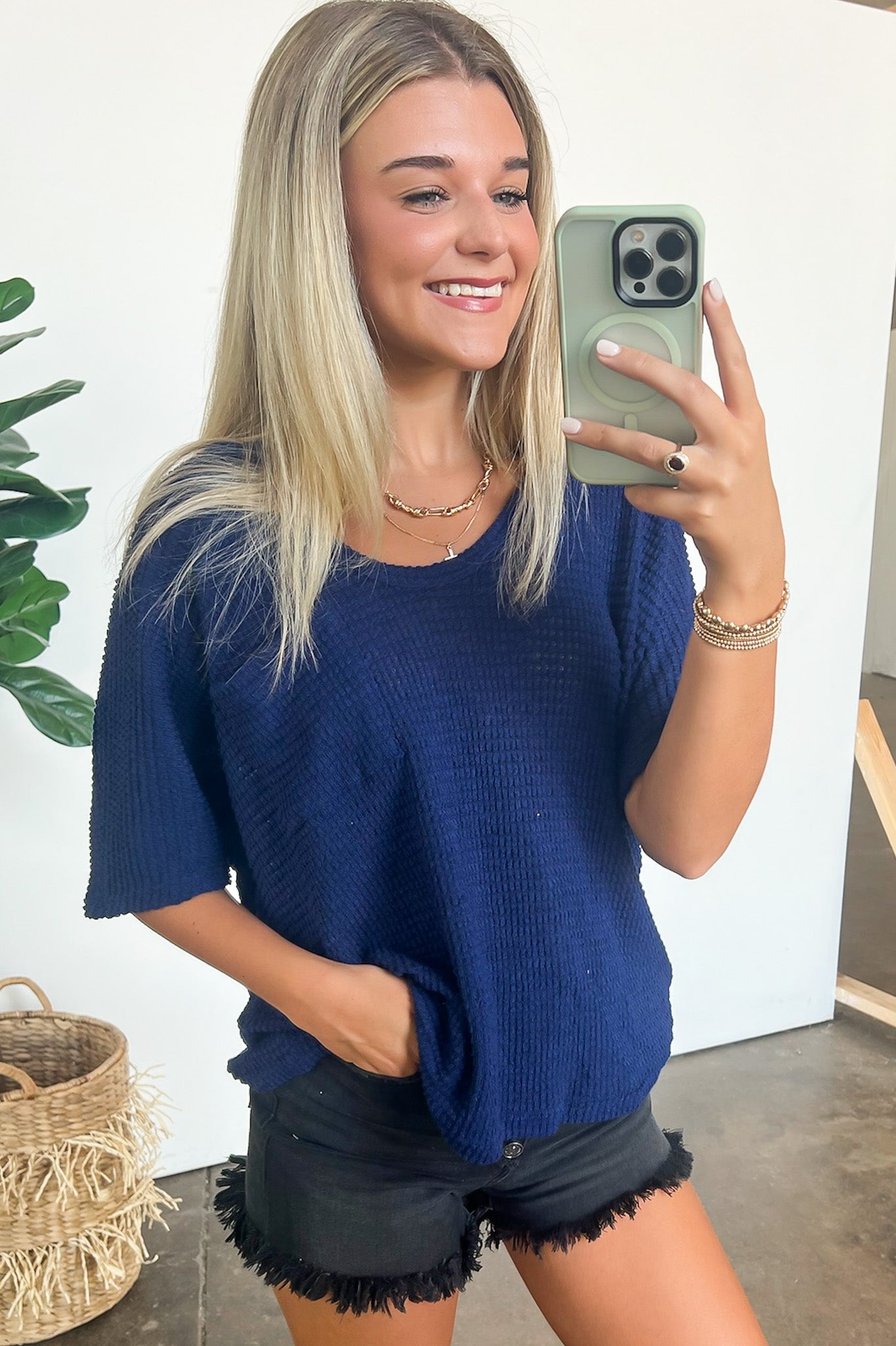 Varnie Knit U-Neck Pocket Top - FINAL SALE - Madison and Mallory