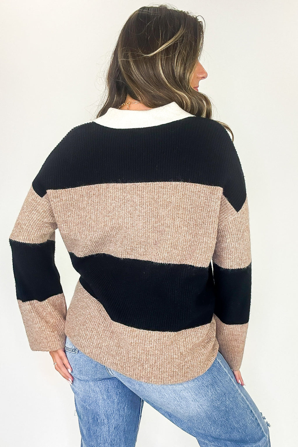 Varsity Lines Striped Collared Polo Top - FINAL SALE - Madison and Mallory