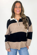 Varsity Lines Striped Collared Polo Top - FINAL SALE - Madison and Mallory