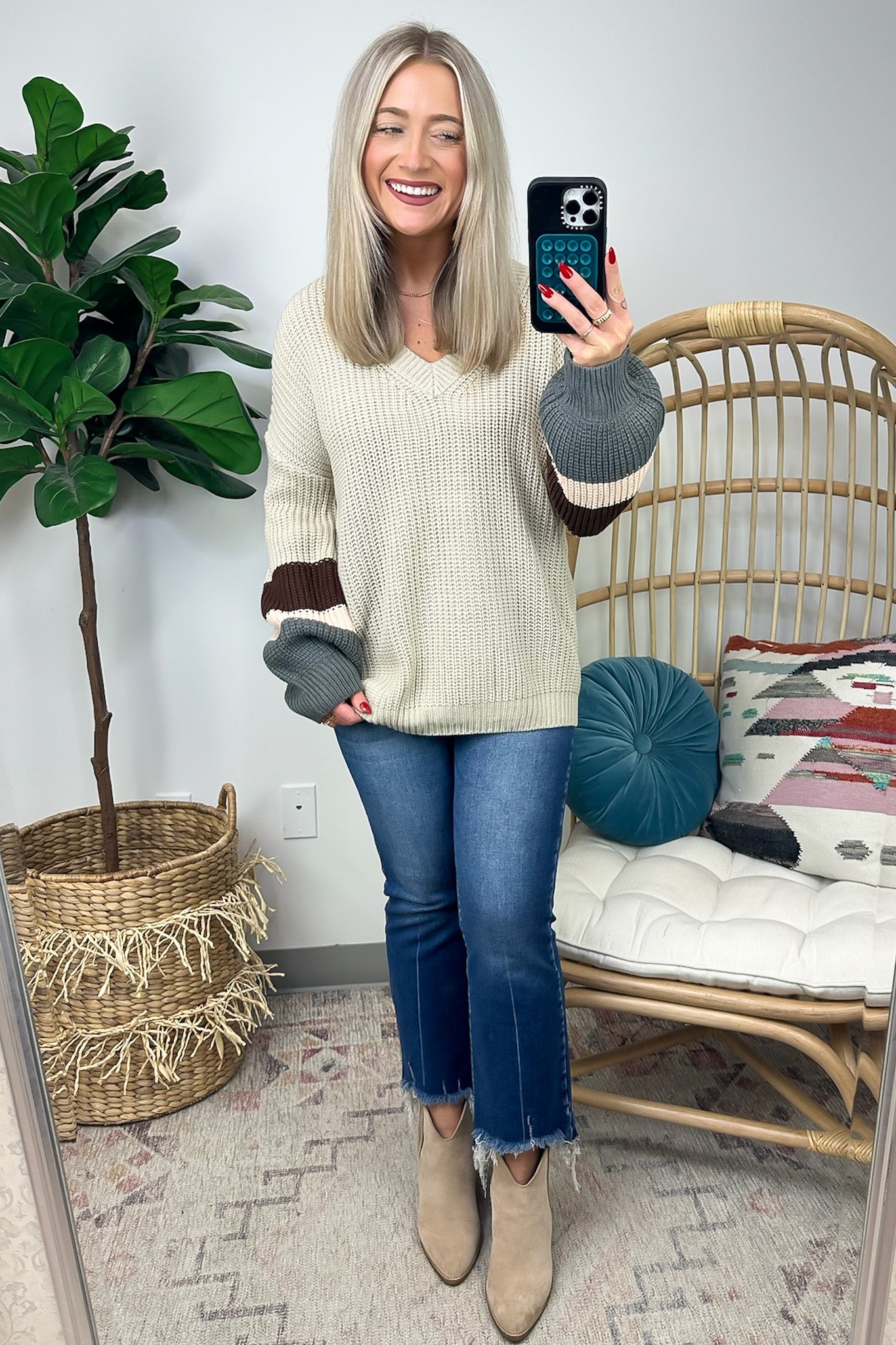  Velaris Color Block Puff Sleeve Sweater - FINAL SALE - Madison and Mallory