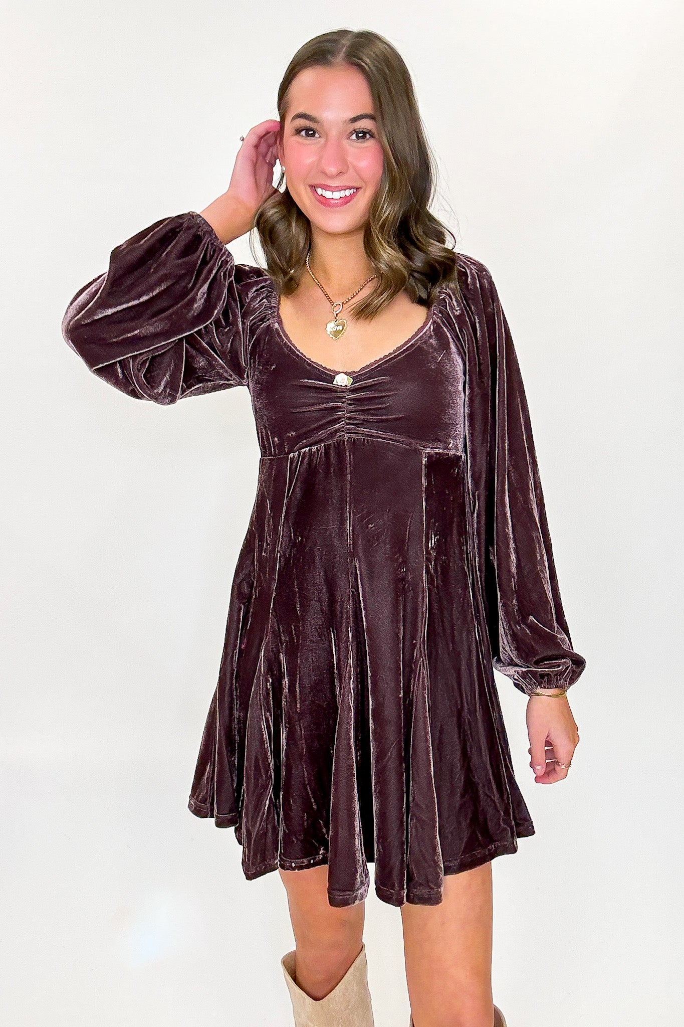 Velour Bloom Flare Dress - Madison and Mallory