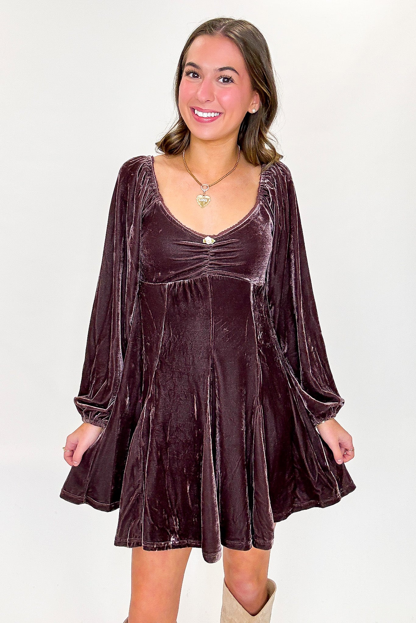 Velour Bloom Flare Dress - Madison and Mallory