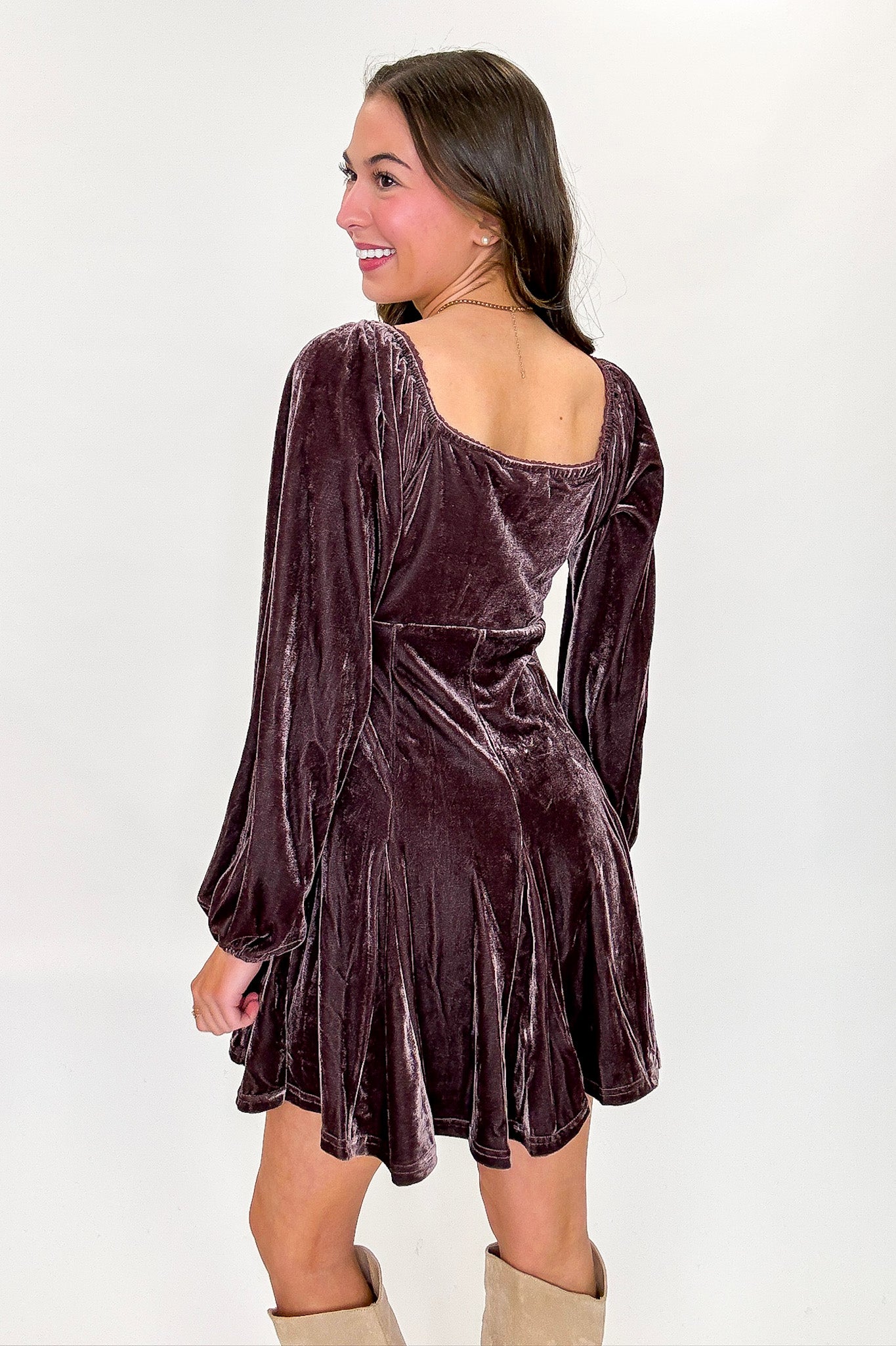 Velour Bloom Flare Dress - Madison and Mallory