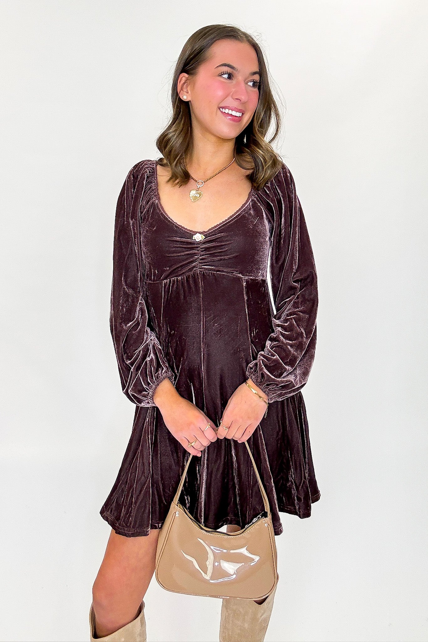 Velour Bloom Flare Dress - Madison and Mallory