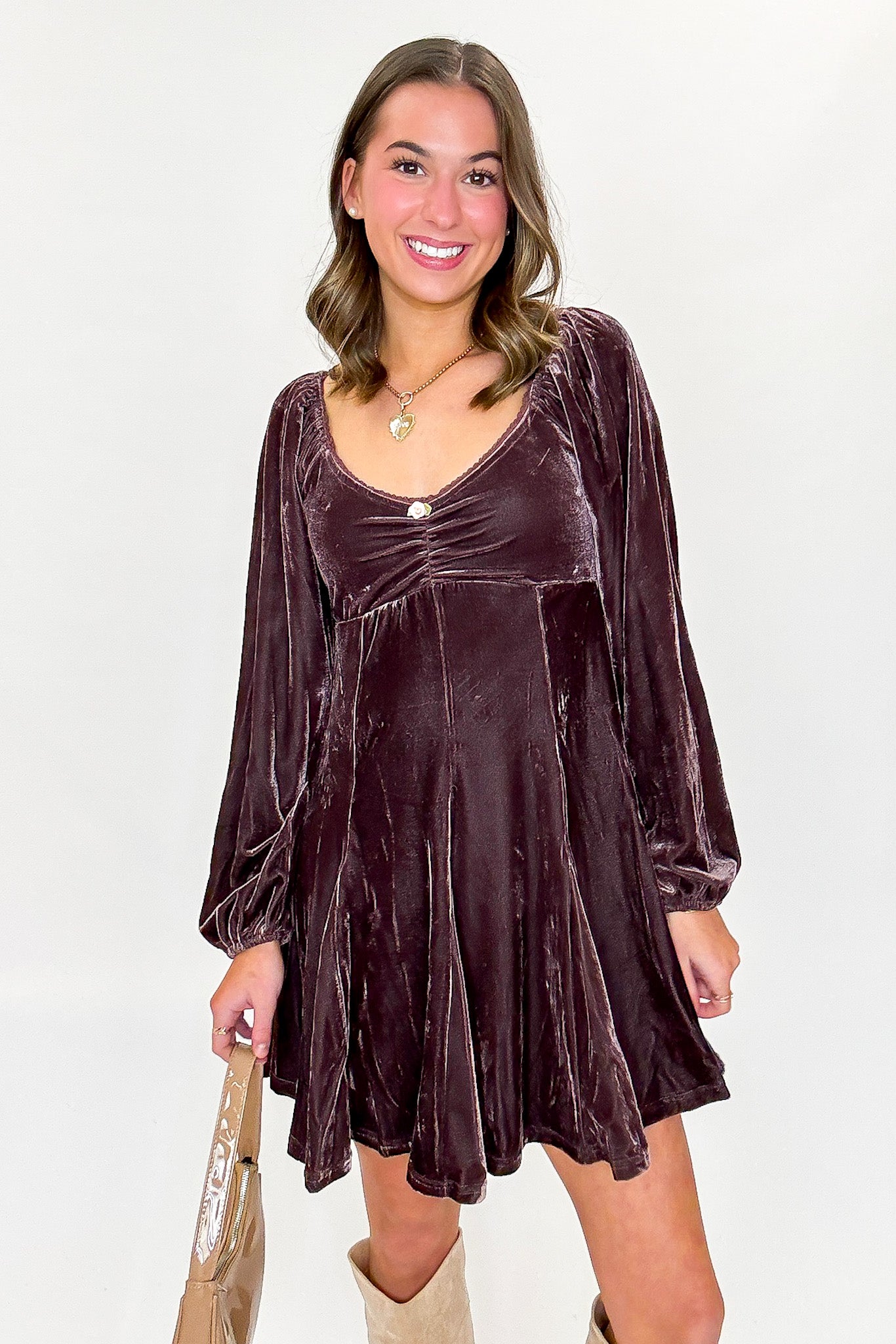 Velour Bloom Flare Dress - Madison and Mallory
