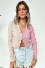 Pink / S Verenna Color Block Button Cardigan - FINAL SALE - Madison and Mallory