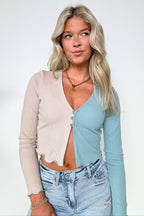 Powder Blue / S Verenna Color Block Button Cardigan - FINAL SALE - Madison and Mallory