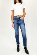 25 / Steel Blue Vertex Super High Rise Straight Leg Jeans - FINAL SALE - Madison and Mallory