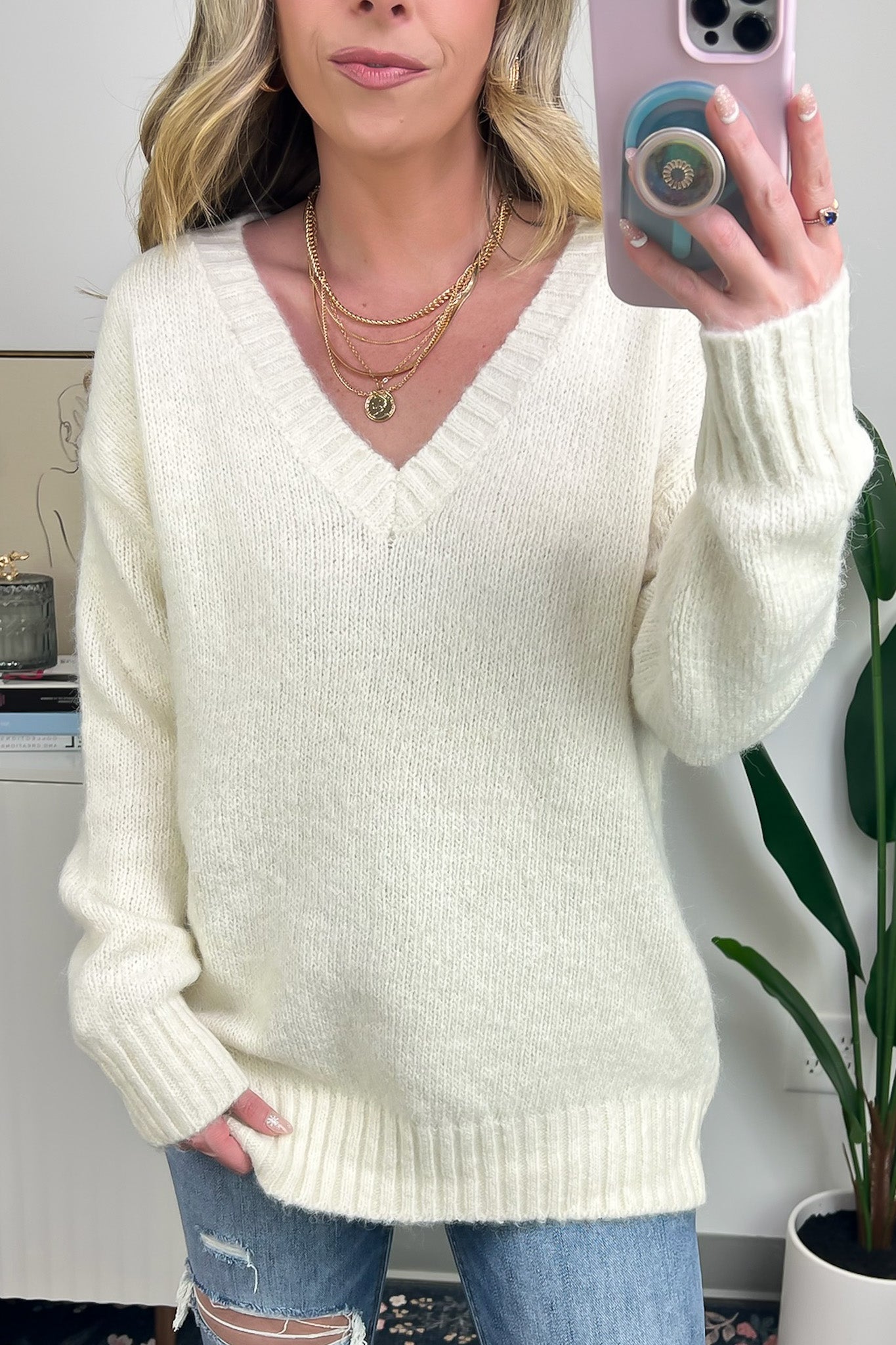  Vetta Soft Knit V-Neck Sweater - FINAL SALE - Madison and Mallory