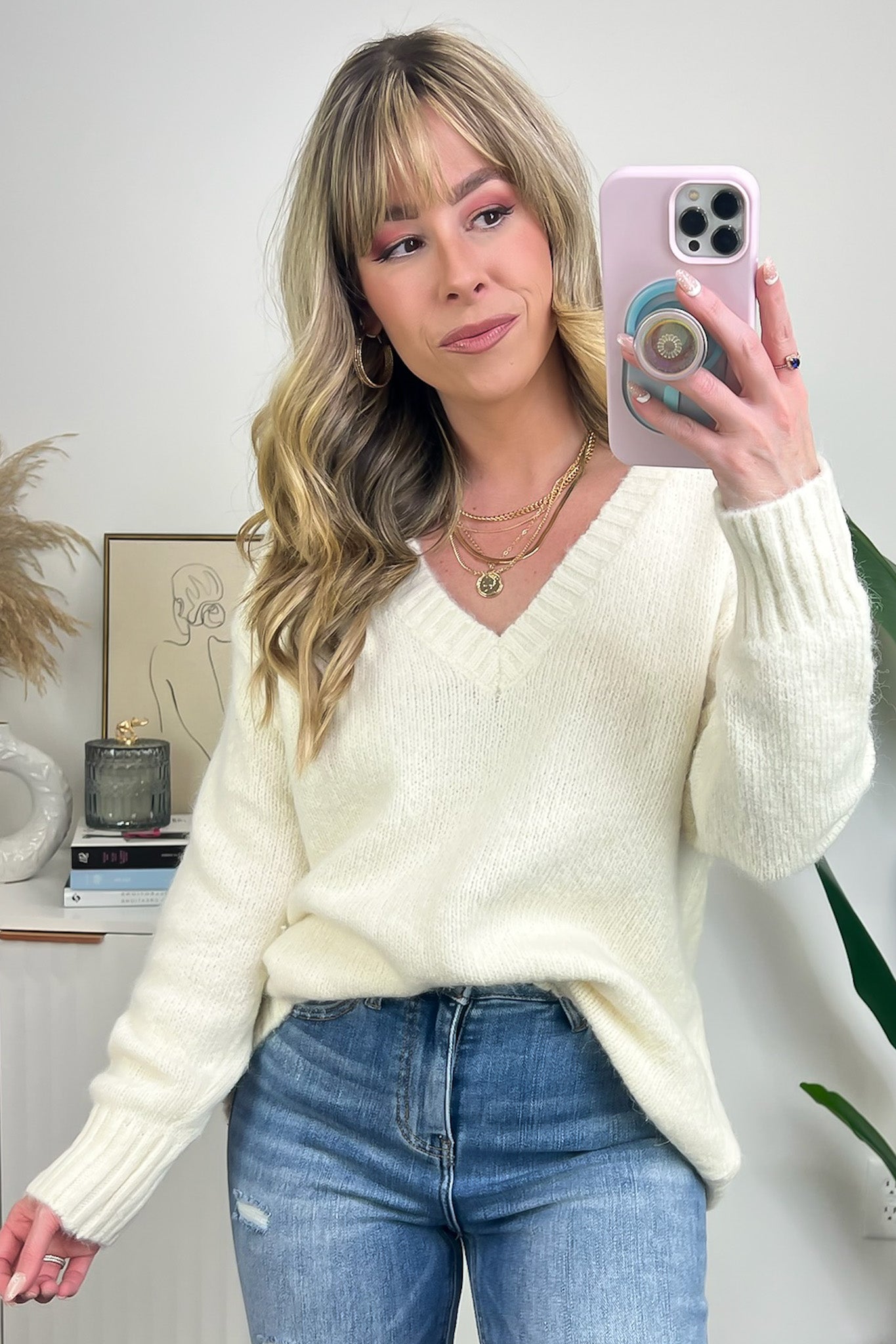  Vetta Soft Knit V-Neck Sweater - FINAL SALE - Madison and Mallory